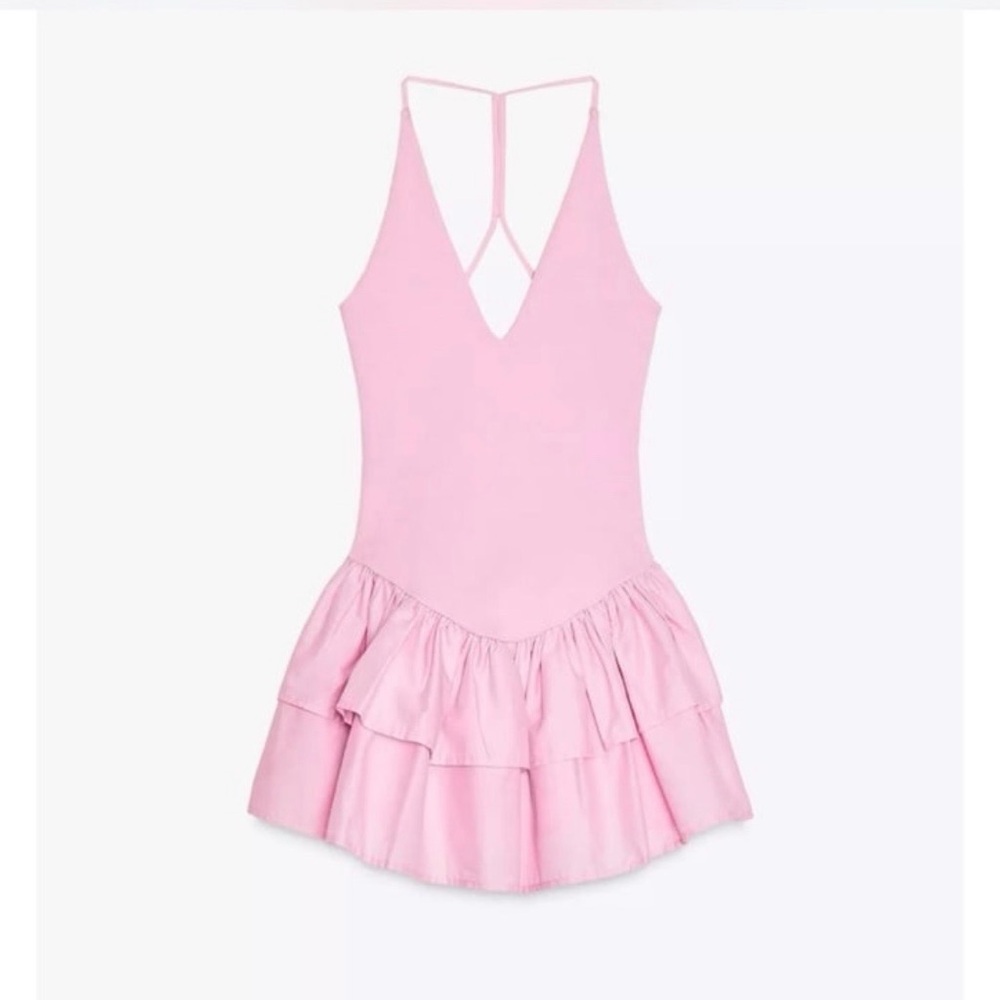 Zara Pink Ruffle Dress - Picture 4 of 8